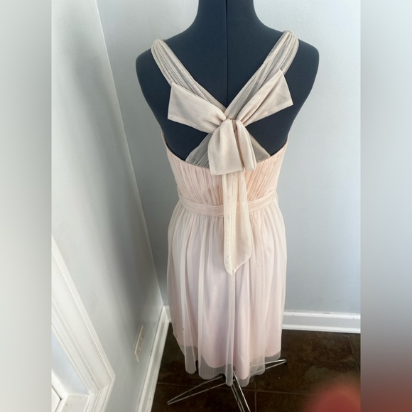 Anthropologie Hitherto Blush Pink Tulle Dress 10 | Bridesmaid Cocktail Bow Back - Picture 7 of 15